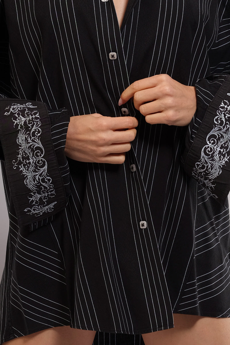 Zagiri shirt - black with white stripes - L