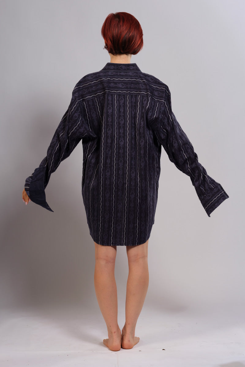 Zagiri shirt - dark blue with multiple stripes - L